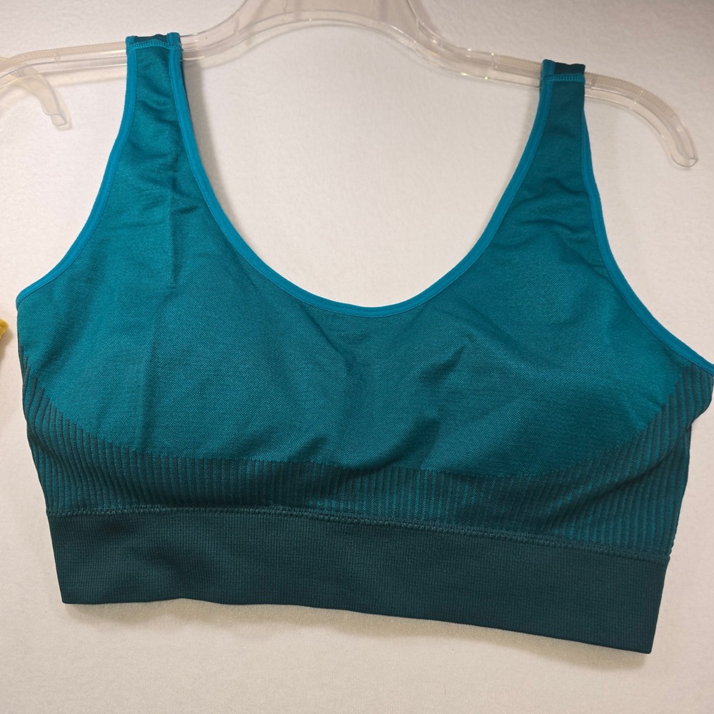 Set of 2 Seamless Sports Bras Mustard Yellow Teal Blue 4XL Plus Size Lounge Bra - Picture 3 of 5
